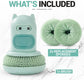 White Cartoon Press Dishwashing Brush with Replaceable Sponge Heads Kitchen Pot Cleaner