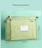 Morandi Green Double Layer Mesh File Bag with Handle Large Capacity Student Subject Organizer