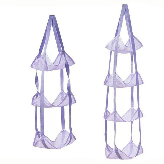 Purple 3-Layer + 4-Layer Hanging Mesh Storage Bag Set for Balls Toys and Sports Gear