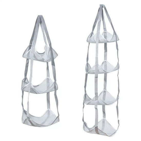 Grey 3-Layer + 4-Layer Hanging Mesh Storage Bag Set for Balls Toys and Sports Gear