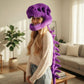 120CM Purple Funny Dinosaur Skeleton Plush Headwear – Quirky Bone Fossil Plushie Hat & Huggable Doll for Party Costumes and Birthday Gifts