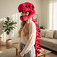 80CM Red Funny Dinosaur Skeleton Plush Headwear – Quirky Bone Fossil Plushie Hat & Huggable Doll for Party Costumes and Birthday Gifts