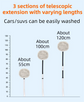 Professional Telescopic(55-120cm) Car Microfiber Wash Mop - 90° Rotating Detachable Brush Head, 15° Ergonomic Curved Rod & Handle - Durable Aluminum Alloy Chenille Brush for Car, Home and Window Cleaning