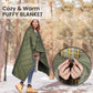 200x140cm Blue Large Outdoor Camping Imitation Silk Cotton Wearable Warmth Blanket, Quilted Poncho Shawl Throw with Storage Bag, Lightweight Warm Camping Quilt for Camping Travel Home Use