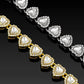 7 inch Silver-Plated & Gold-Plated Heart Rhinestone Tennis Bracelet for Women, Crystal Heart Chain Fashion Jewelry Accessories with Gift Box (2 Pack)