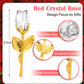 2 Set of White Crystal Rose Flower with Gold Gift Box and Gold Plated Stem Leaf – Elegant Crystal & Metal Rose Ornament | Wedding Party Gift, Valentine&