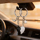 Black & White Magnetic Matching Split Heart Zinc Alloy Keychain Set for Couples – Detachable Love Heart Key Rings with Star & Moon Charms, Anniversary Birthday Gift for Him and Her, Bag Accessory
