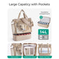 16.5 x 7.9 x 18.9" Beige Beach Travel Mesh Tote Bag with 14L Insulated Drink Compartment - Multi Pockets Sandproof Beach Picnic Bag with Picnic Mat Strap, Cup Holder and Waterproof Phone Pocket