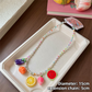 8-Piece Fruit Resin Hair Accessories Set with 5-Type Fruit Hair & Ear Clips, Hair Ties, Pearl Bracelet and Necklace, Cute Colourful Summer Fruity Headwear Kit for Daily Wear, Party Styling and Girls Gift Giving