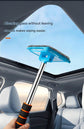 Green Telescopic Car Windshield Cleaning Brush with 3 Replacement Microfiber- Aluminium Alloy Extendable Handle, 180° Rotatable Microfibre Head, Anti-Fog & Streak-Free Glass Wiper for Car & Home Use, Soft Grip Foam Handle