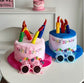 2-piece Blue Plush Birthday Cake Hat Set - Novelty Party Accessory with Matching Glasses, Fun Photo Prop