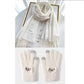 White Winter Cashmere-Like Scarf and Gloves Gift Set for Women - Solid Color Tassel Warm Neck Wrap with Touchscreen Knit Mittens, Premium Gift Box - Birthday & Holiday Present