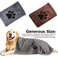 3-Pack Brown 40*80cm Pet Drying absorbent Towel for Dogs and Cats - Quick Dry Super Absorbent Microfiber Bath Towel with Paw Print Design - Large Size Grooming Towel for Pets