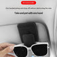 Grey Car Sun Visor Eyeglasses Holder Magnetic Glasses Clip with Card Storage Multifunction Auto Sunglasses Organizer PVC Leather Interior Accessory