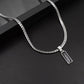 Black Zircon Bar Pendant Necklace 45cm+5cm for Men, Stainless Steel Cuban Chain Necklace, Minimalist Hip Hop Street Style Jewellery
