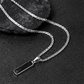 Black Zircon Bar Pendant Necklace 45cm+5cm for Men, Stainless Steel Cuban Chain Necklace, Minimalist Hip Hop Street Style Jewellery