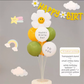 2 Pack Daisy Birthday Balloon Table Centerpiece Set（"Happy Birthday" letter style and pale yellow balloon style）, 10 Inch Latex Balloons with Smiley Flower Topper, Birthday Party Decoration for First Birthday & Celebration Events