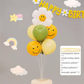 2 Pack Daisy Birthday Balloon Table Centerpiece Set（"Happy Birthday" letter style and pale yellow balloon style）, 10 Inch Latex Balloons with Smiley Flower Topper, Birthday Party Decoration for First Birthday & Celebration Events