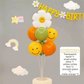 2 Pack Daisy Birthday Balloon Table Centerpiece Set（"Happy Birthday" letter style and pale Orange balloon style）, 10 Inch Latex Balloons with Smiley Flower Topper,  Birthday Party Decoration for First Birthday & Celebration Events