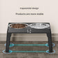 Black Adjustable Elevated Dog Bowl Stand with Stainless Steel Double Bowls, Foldable Raised Pet Feeding Station for Medium & Large Dogs, Anti-Slip Height Adjustable Food and Water Feeder