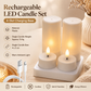 LED Rechargeable Flameless Candle Night Light Set (4 Units, with Lampshade)– USB Charging Decorative Tea Light Ambient Lighting for Christmas & Home Decor