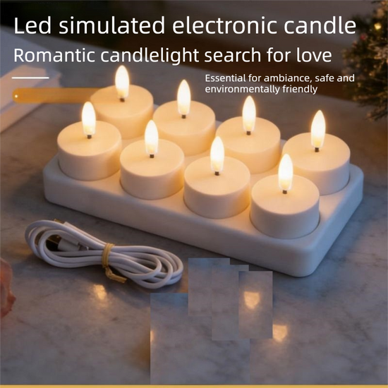 LED Rechargeable Flameless Candle Night Light Set (4 Units, with Lampshade)– USB Charging Decorative Tea Light Ambient Lighting for Christmas & Home Decor