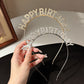 Golden Happy Birthday Rhinestone Headband - Alloy Party Hair Accessory with Sparkling Letters, Lightweight Design for Celebrations and Photo Props