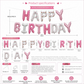 Pink Happy Birthday Foil Letter Balloon Banner - 16 Inch Letters, Lightweight Party Decoration for Wall Displays, Photo Backdrops and Birthday Celebrations