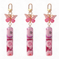 3 Pack Pink 5ml Portable Perfume Atomizer Keychain Butterfly Charm Floral Refillable Travel Spray Bottle Set - Same Design