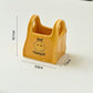 Yellow Ceramic Mini Tote Bag Pen Holder - Creative Desktop Storage Organizer for Makeup Brushes, Remote Controls and Stationery, Cute Smiley Decorative Container