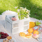 White Foldable Storage Basket with Handles - Portable Multi Purpose Desktop Organiser Crate for Snacks, Kitchen Storage, Books and Household Essentials