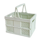 Green Foldable Storage Basket with Handles - Portable Multi Purpose Desktop Organiser Crate for Snacks, Kitchen Storage, Books and Household Essentials