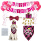 Pet Birthday Party Decoration Set Dog Birthday Bandana Hat Bow Tie Balloons and Happy Birthday Banner Kit