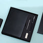 Black A5 Business Notebook Gift Set with 8GB USB Drive Executive Journal Pen Set Premium Office Meeting Notebook Gift Box