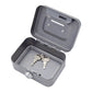 Gray Lockable Metal Cash Box with Coin Slot Portable Money Storage Box Small Savings Bank Key Lock Cash Holder Organiser for Coins Notes Home Office Use 115x85x58mm