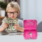 Gray Lockable Metal Cash Box with Coin Slot Portable Money Storage Box Small Savings Bank Key Lock Cash Holder Organiser for Coins Notes Home Office Use 115x85x58mm