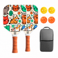 Juvenile Pickleball Paddle Set with Cooling Towel (Meow Paradise) , Cartoon Junior Paddles, Carry Bag and Indoor/Outdoor Balls for Children
