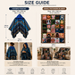 Black Warm Hooded Poncho Shawl and Animal Pattern Throw Blanket Set for Sofa, Bed and Winter Lounging