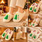 Christmas Home Comfort Set with Flannel Throw Blanket 130x150cm, Plush Indoor Slippers AU 6-7 and Snowman Curtain Tiebacks Set of 2, Festive Holiday Gift Bundle