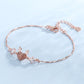 Rose Gold Reindeer Heart Bracelet for Women, Christmas Deer Antler Charm Jewellery, Adjustable Festive Gift Bracelet