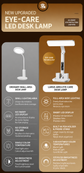 LED Desk Lamp with Digital Clock Temperature Display Pen Holder and Phone Stand Foldable Eye Caring Study Reading Light for Students Home Office