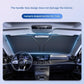 Car windshield sun visor, 55.1 x 27.6 inches, foldable windshield sun visor, UV protection, heat insulation, titanium silver sun visor cover.