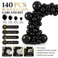 140PCS Black Balloon Garland Kit Latex Balloon Arch Set for Birthday Wedding Party Decoration Black Party Balloon Arch Kit with Multiple Sizes