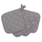 4 Pack Heat Resistant Pot Holders - Grey Cotton Silver Coated Quilted Kitchen Heat Pads Non Slip Oven Mats 18x18cm Baking Cooking Microwave Use Durable Thermal Protection