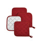 4 Pack Heat Resistant Pot Holders - Red Cotton Silver Coated Quilted Kitchen Heat Pads Non Slip Oven Mats 18x18cm Baking Cooking Microwave Use Durable Thermal Protection