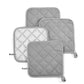4 Pack Heat Resistant Pot Holders - Red Cotton Silver Coated Quilted Kitchen Heat Pads Non Slip Oven Mats 18x18cm Baking Cooking Microwave Use Durable Thermal Protection