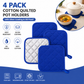 4 Pack Heat Resistant Pot Holders - Blue Cotton Silver Coated Quilted Kitchen Heat Pads Non Slip Oven Mats 18x18cm Baking Cooking Microwave Use Durable Thermal Protection