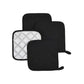 4 Pack Heat Resistant Pot Holders - Black Cotton Silver Coated Quilted Kitchen Heat Pads Non Slip Oven Mats 18x18cm Baking Cooking Microwave Use Durable Thermal Protection