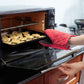 Red Heat Resistant Oven Mitts Set of 2 - Neoprene Cotton Insulated Kitchen Gloves, 500F Heat Protection, Non Slip Silicone Grip for Baking, Cooking, Microwave and Oven Use