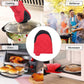Black Heat Resistant Oven Mitts Set of 2 - Neoprene Cotton Insulated Kitchen Gloves, 500F Heat Protection, Non Slip Silicone Grip for Baking, Cooking, Microwave and Oven Use